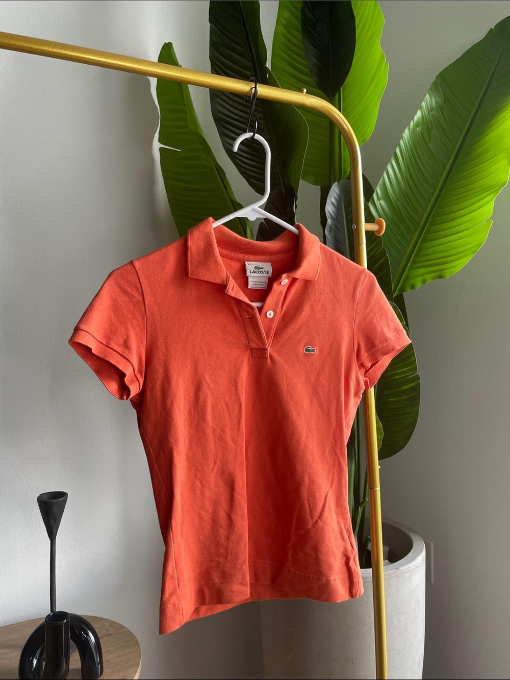 Lacoste Coral Polo Shirt with Embroidered Crocodile